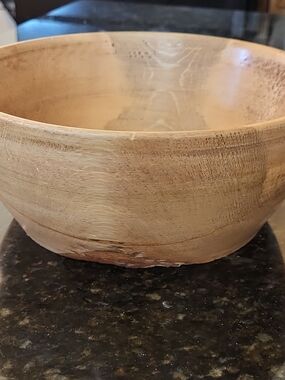 Hand-Turned Wooden Serving Bowl - Natural Light Wood